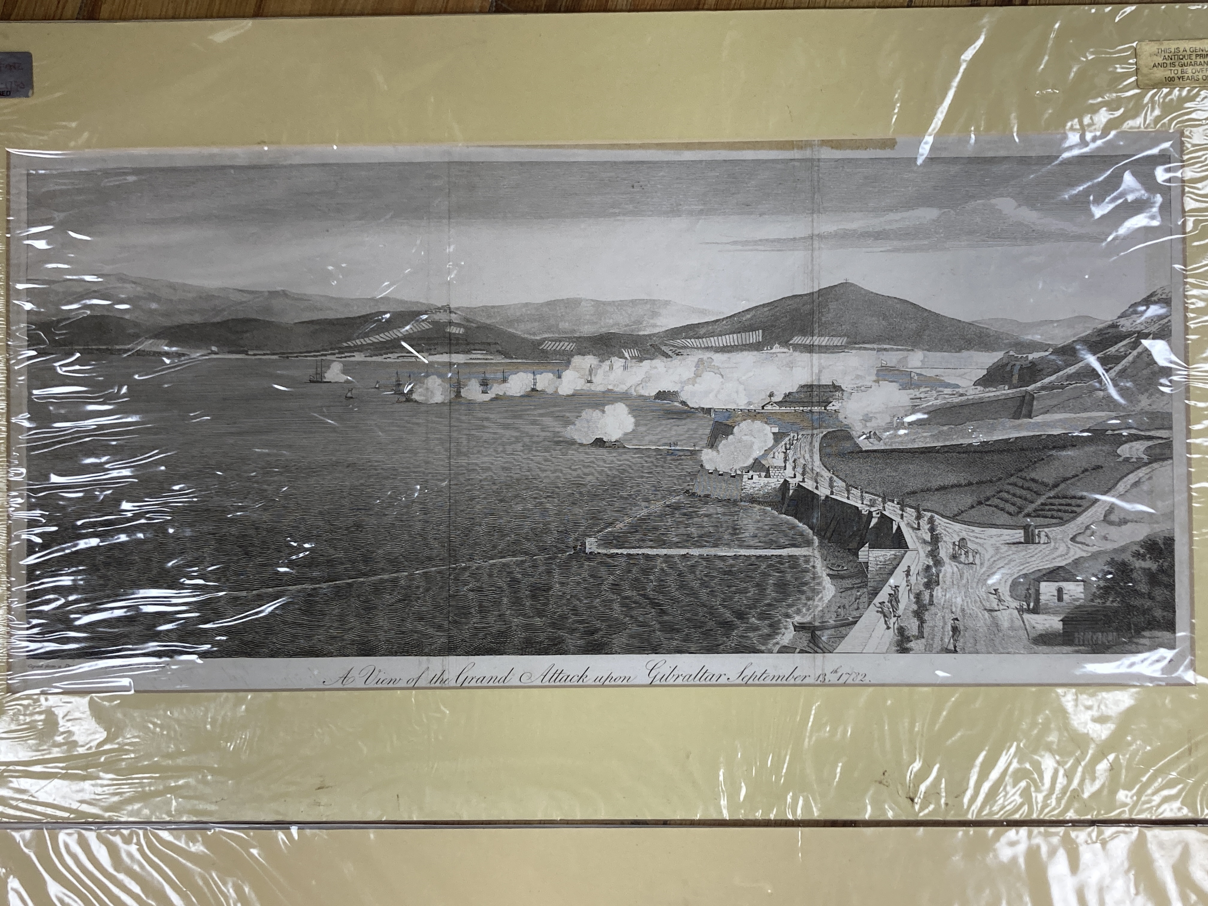 Roberts after Sandby, pair of engravings, A View of the Grand Attack upon Gibraltar 1782 and A View of the Straits of Gibraltar, 21 x 47cm, unframed